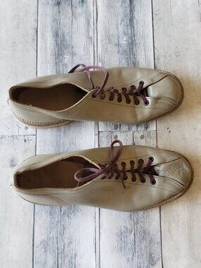 Vintage Brunswick Tan Leathers Men's Bowling Shoes - Size 10